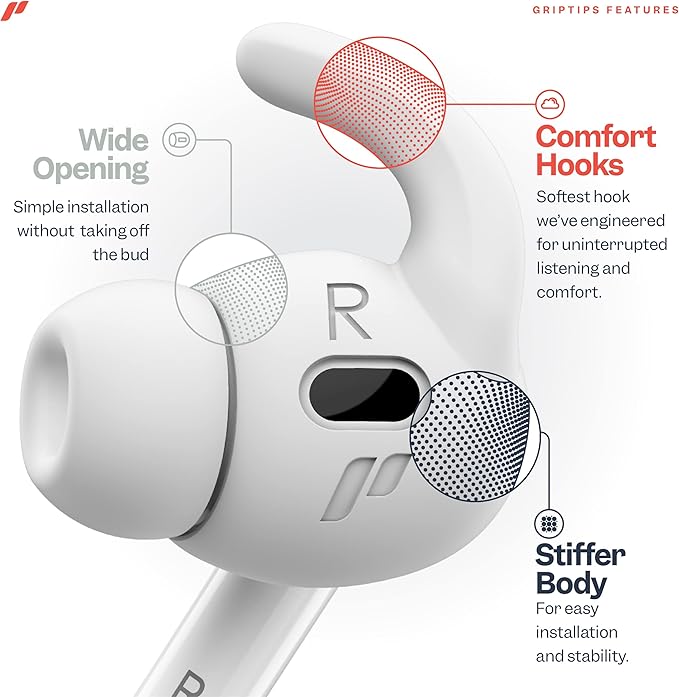 Proof Labs 4 Pairs for AirPods Pro 2 Ear Hooks Covers [Added Storage Pouch] Accessories Compatible with Apple AirPods Pro 2nd Generation (White)