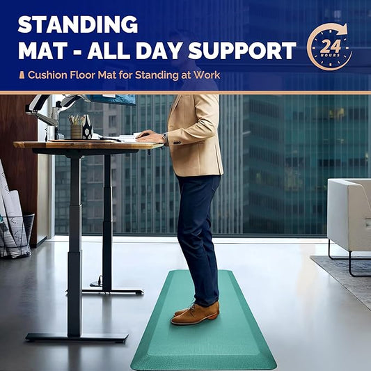 FEATOL Anti Fatigue Mat Floor Mat, Extra Thick Standing Office Desk Mat Memory Foam Cushioned Anti Fatigue Ergonomic Kitchen Mats Comfort Standing Pad NOT PVC 9/10 Inch Thick (Green, 20x59x9/10-Inch)