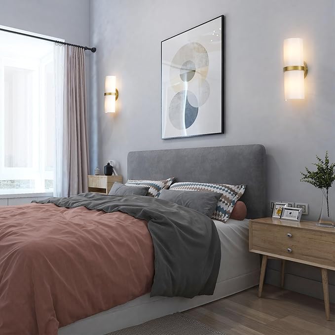 Gold LED Wall Sconce Set of 2 Indoor Hardwired Up and Down Wall Lights for Living Room Bedroom Hallway Corridor Warm White 3000K (Without G9 Bulbs)