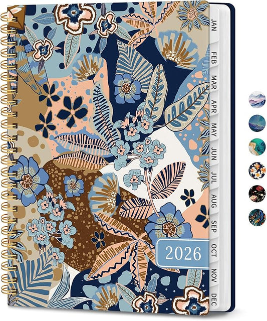 2026 Planner, Monthly and Weekly Calendar Planner for Women, January 2026 - December 2026, Hardcover Pretty 2026 Agenda Planner Book with Tabs, Spiral Bound, Perfect for School Office Home Supplies, 8.5" x 11" - Lineage Flora