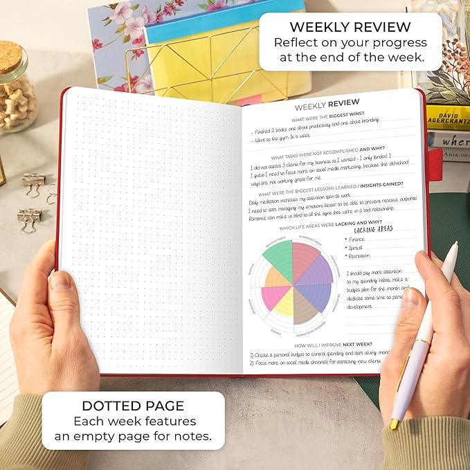 Clever Fox Planner Daily Premium – Undated Daily Planner with Hourly Schedule, Personal Organizer, Productivity Journal, 6 Months (Red)