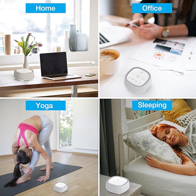 Rechargeable White Noise Machine with 28 Smoothing Sounds, Portable Sound Machine for Baby Kids Adult Sleeping, Auto-Off Timer, 32 levles of Volume Noise Machine Therapy for Home, Office, Travel