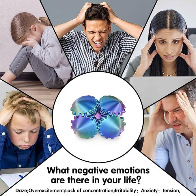 Gear Ball 3D Printed Cube Fidget Toy,Gear Sphere Fidget Toys,Sensory Toys for Stress and Anxiety Relief, Desk Toy Fidget Spinners,Stocking Stuffers for Adults & Kids Gift (Blue Green Purple, 2.3 Inch)