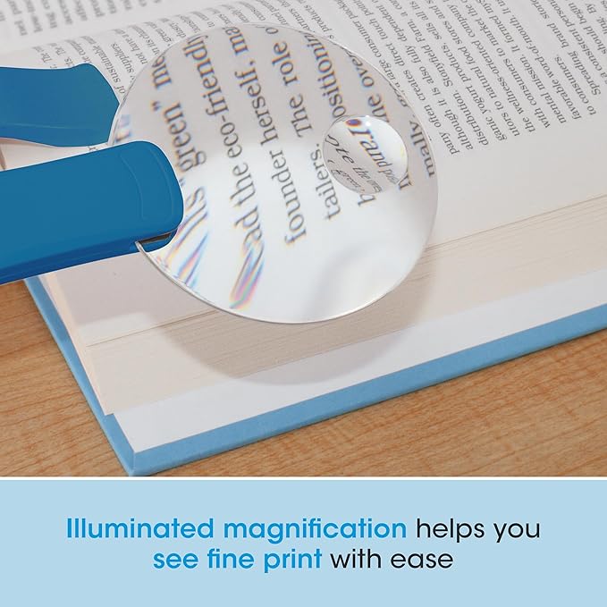 Ottlite LED 2 in 1 Sewing Machine Light | Clip Lamp, Sewing Machine Lamp | Lighted 3X Optical Grade Magnifier, 5X Spot Viewer | Great for Home, Workshop (Blue)