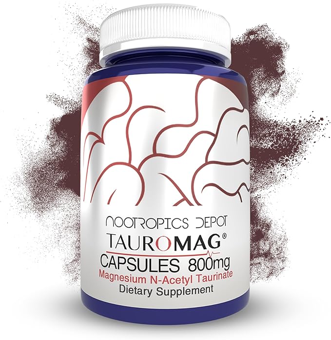 Nootropics Depot Tauromag Capsules | 800mg Magnesium N-Acetyl Taurinate | 30 Count