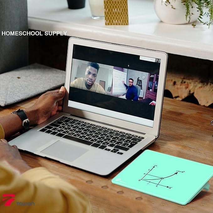 Mint Green Mini Desktop Pure Glass Whiteboard, Small Slope Slick Desk Whiteboard Glass, Desk White Board, Desktop White Board Dry Erase, Stenography Artifact for Office Homeschooling Décor, 8x6 inch