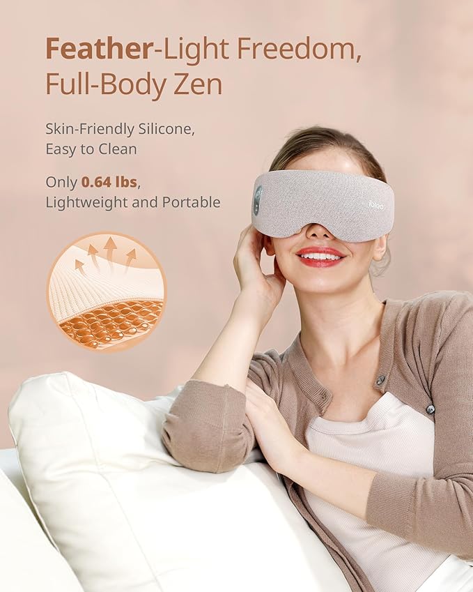 Eye Massager with 2 Level Heat & Cool, 150 Mins Uses, 3 Modes & 14 Vibration Heads, Heated Eye Mask with Bluetooth Music for Migraine, Eye Strain Puffiness and Dry Eye Relief, Relaxation for Women Men