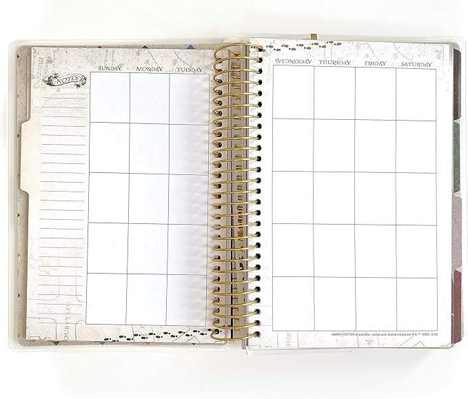 Paper House Productions Harry Potter 12 Month Undated 7.5" Planner with Month and Event Flag Stickers - Hogwarts Founders Crest