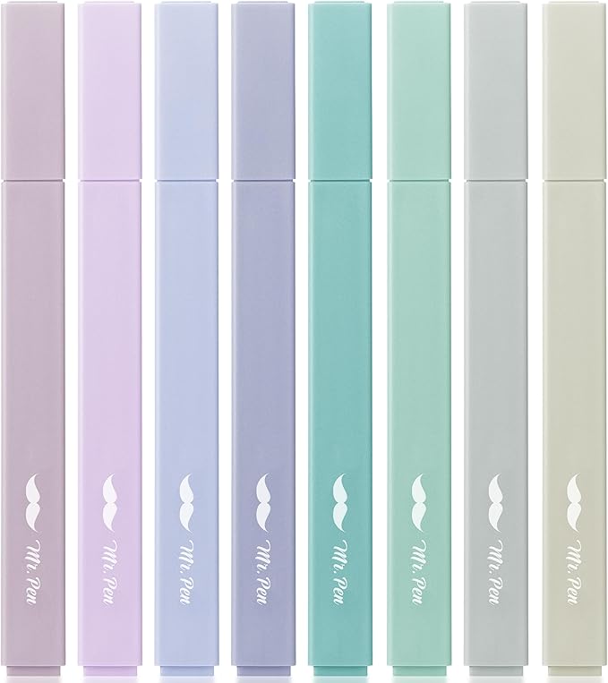 Mr. Pen- Aesthetic Highlighters, 8 pcs, Chisel Tip, Pastel Colors, Cute Highlighters Assorted Colors, Back to School Supplies