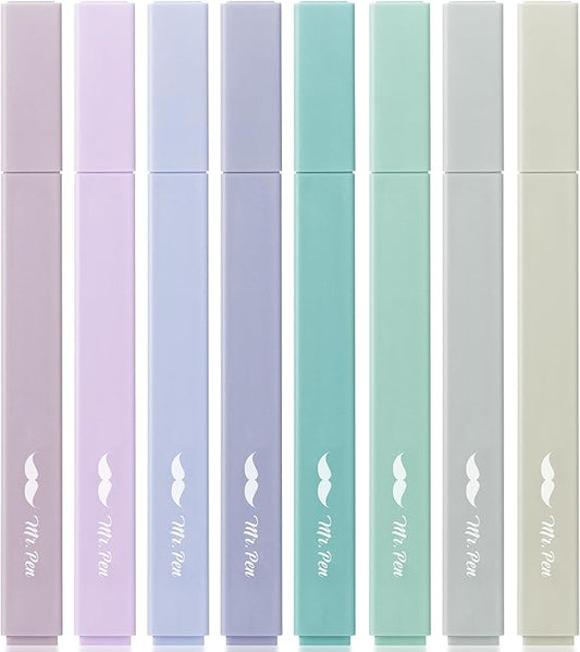 Mr. Pen- Aesthetic Highlighters, 8 pcs, Chisel Tip, Pastel Colors, Cute Highlighters Assorted Colors, Back to School Supplies