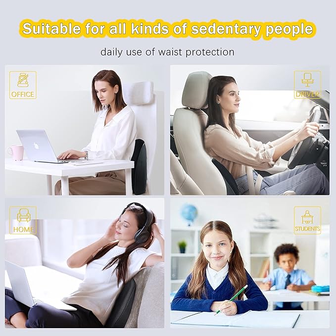 Super Soft Lumbar Support Pillow for Car, 100% Memory Foam Lumbar Pillow with Breathable Removable Cover, Ergonomic Design - Back Pillow Lumbar Support Pillow for Car Seat/Back Pain Relief(Black,1PC)