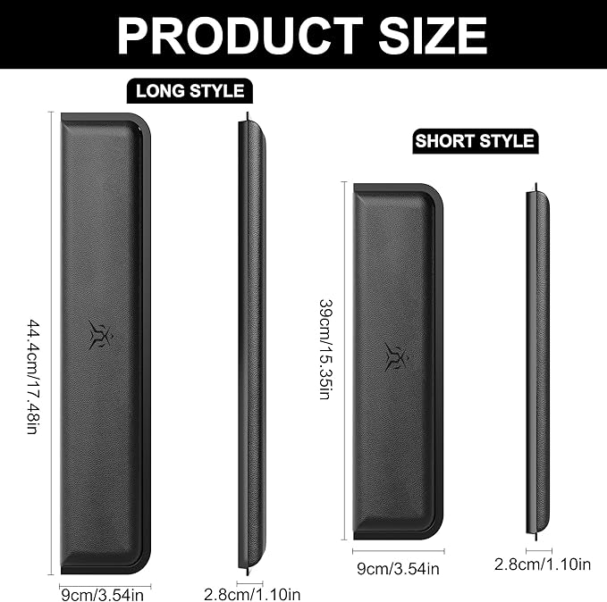 Computer Keyboard Wrist Rest Pad, Ergonomic Soft Memory Foam Wrist Support w/Anti-Slip Rubber Base, Black (Protein Leather, 15.35 in*3.54 in*1.1 in)