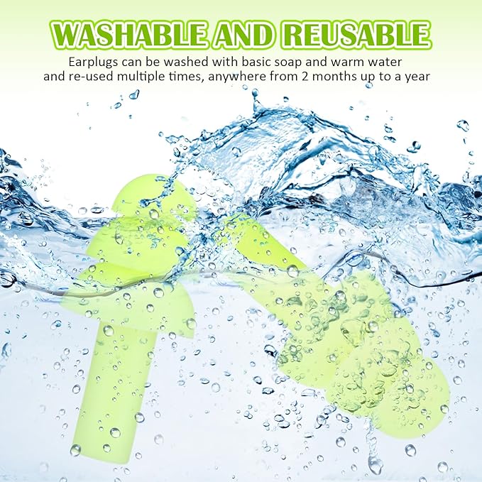 TrelaCo 100 Pairs Ear Plugs Bulk, NRR 29dB Reusable Silicone Ear Plugs with Plastic Cases Soft Foam for Sleeping Noise Cancelling for Concerts Shooting Swimming Noise Reduction(Neon Green)