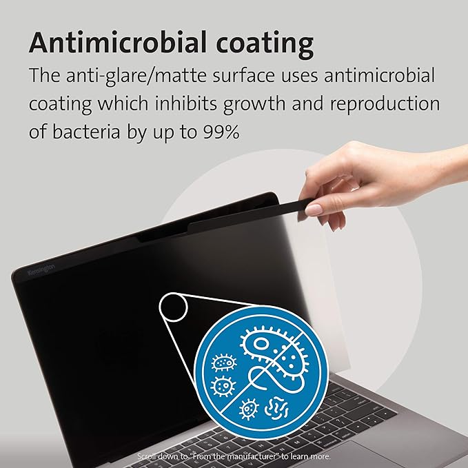 Kensington MP13 Magnetic Macbook Pro Privacy Screen for 13 inch (2016-2022, M1, M2)/ Macbook Air 13 inch (2018-2021, M1), Removable Laptop Privacy Filter, Macbook Mac Screen Protector, K64490WW