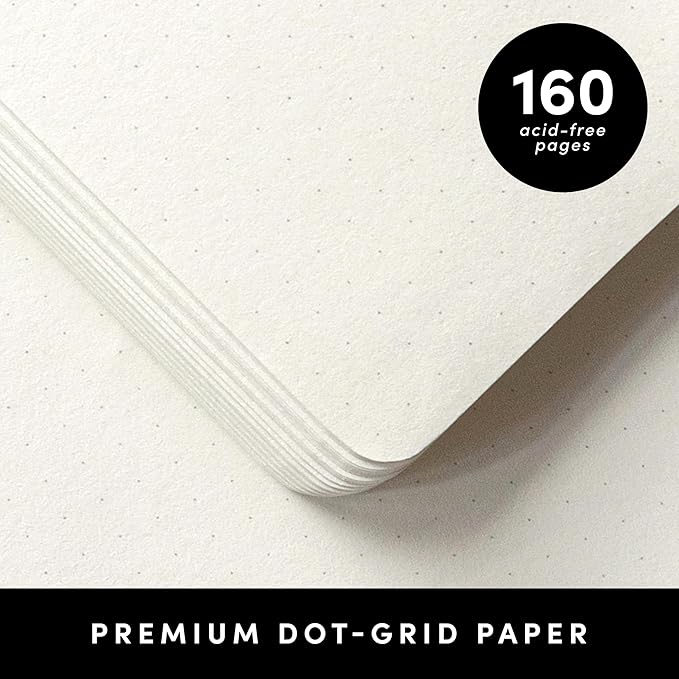 PAPERAGE Dotted Journal Notebook, (Light Grey), 160 Pages, Medium 5.6 in x 8 in - 100 GSM Thick Paper – Hardcover Journaling Notebook for Work, School & Bullet Journaling