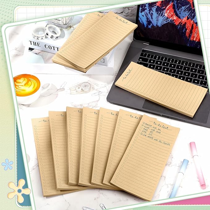 Censen 10 Pack 500 Sheets To Do List Notes Daily Checklist Notepads with 50 Sheets Each Undated Color Memo Pad Block Shopping List Pad Weekly Plan Notepad Organizer Planners(Wood Color,Lined)