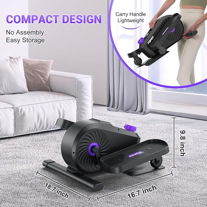 FUNMILY Under Desk Elliptical, Desk Bike Pedal Exerciser, Fully Assembled Leg Exerciser 2 in 1 Seated Standing Elliptical, Ultra-Quiet Mini Elliptical Machines for Home Office Use