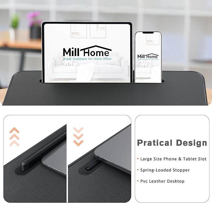 Millhome Lap Desk | Portable Laptop Desk – Fits Up to 17.3" Laptops – Detachable & Washable Cushion, Phone Holder, Device Ledge – for Writing, Working, Reading on Bed, Couch, Sofa, Floor – Green Palm