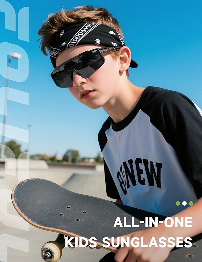 Kids Polarized Baseball Sunglasses for Boys Girls - Youth Softball Cycling Sports Sunglasses UV Protection Goggles