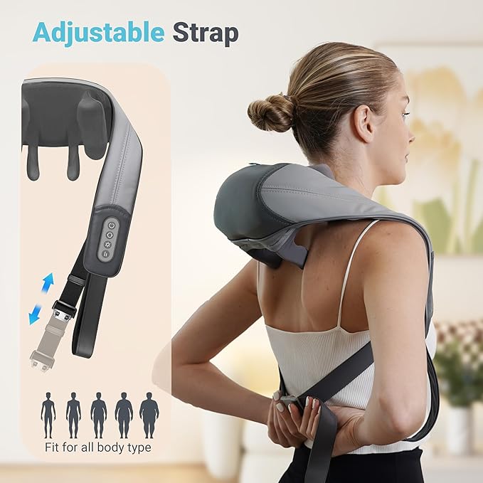 Neck Shoulder Massager with Heat - FSA Eligible, Ideal Gifts for Men Women,4D Expert Deep Tissue Kneading Massager, Rechargeable Massage for Neck, Shoulder,Traps and Back Pain Relief