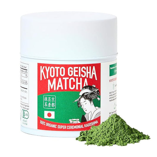 Kyoto Geisha Matcha Organic Super Ceremonial Grade - Authentic Japanese First Harvest Matcha Green Tea Powder from Kagoshima (40g / 1.41oz)