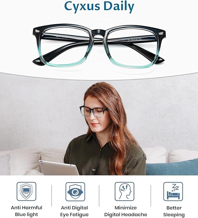 Cyxus Blue Light Glasses for Men Women Reduce Eye Strain UV Blocking for Computer Screen 8082