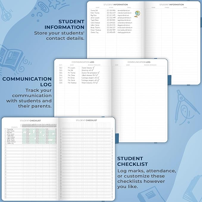 Clever Fox Teacher Planner – School Year Planner with Calendars & Lesson Plans – Teacher Plan Book for Classroom & Homeschool Organization - Undated, 7x10″, Hardcover (Mystic Blue)