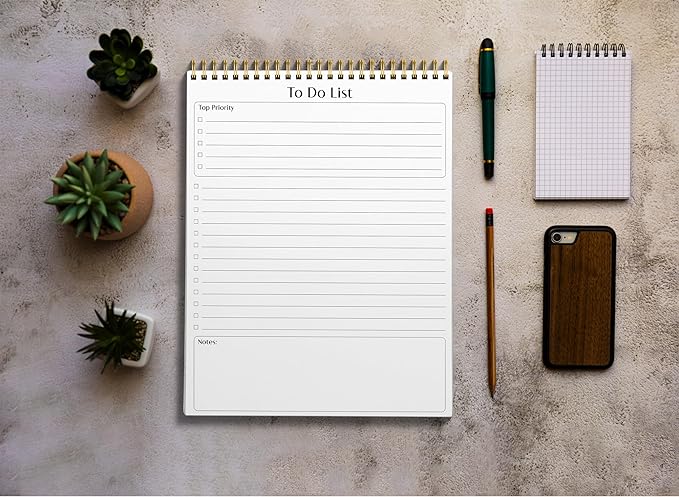 Better Office Products To Do List Notepad, 8.5" x 11", Planning Note Pad, 50 Sheets, Double Wire Spiral, Daily Agenda Productivity Checklist Organizer,(3 Pack)