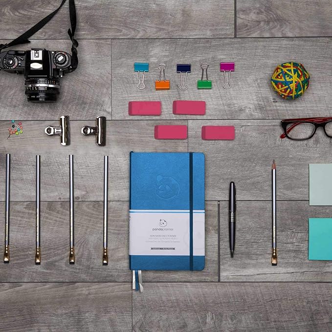 Panda Planner 2025-2026 – Undated Classic Daily Planner & Hourly Schedule Planner Notebook – Productivity Planner for Focus & Goals – Blue