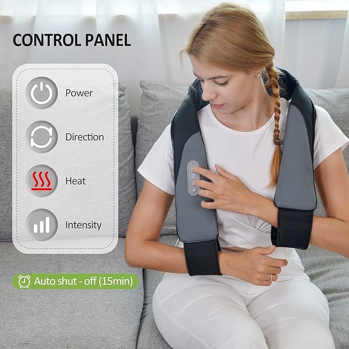 Snailax Cordless Neck Back Massager with Heat - Shiatsu Kneading Back Shoulder Massager Deep Tissue, Portable Massagers for Lumbar, Foot Electric Massage Pillow, Gifts for Men/Women