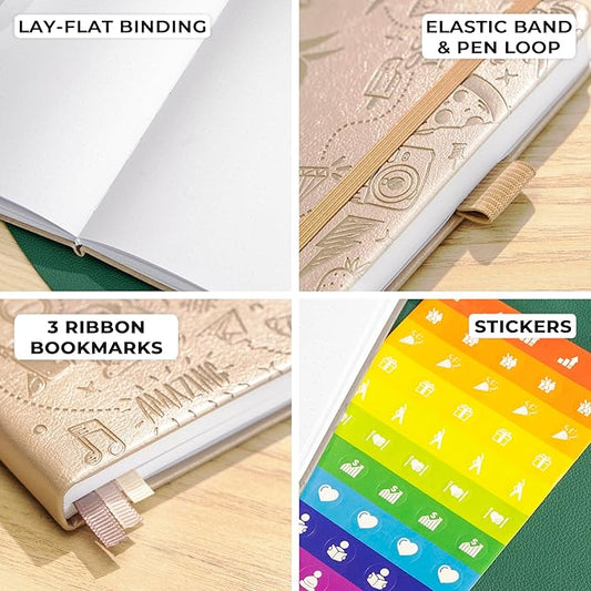 Clever Fox Dotted Journal 2.0 – Compact Planning and Sketching Dot Grid Notebook 120 GSM Thick, No-Bleed Paper – Planner with Pen Loop, Pocket, Ribbons, Stickers A5 - Pearl