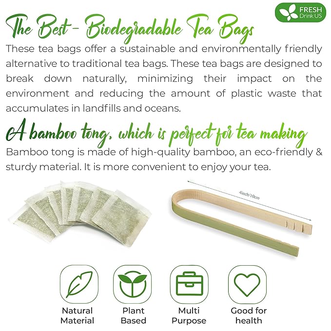 FreshDrinkUS, Premium 135 Parsley Leaf Tea Bags, 100% Natural & Pure from Parsley Leaves. Loose Leaf Parsley Herbal Tea. Made with Natural Material Tea Bags. No Sugar, No Caffeine, No Gluten, Vegan.