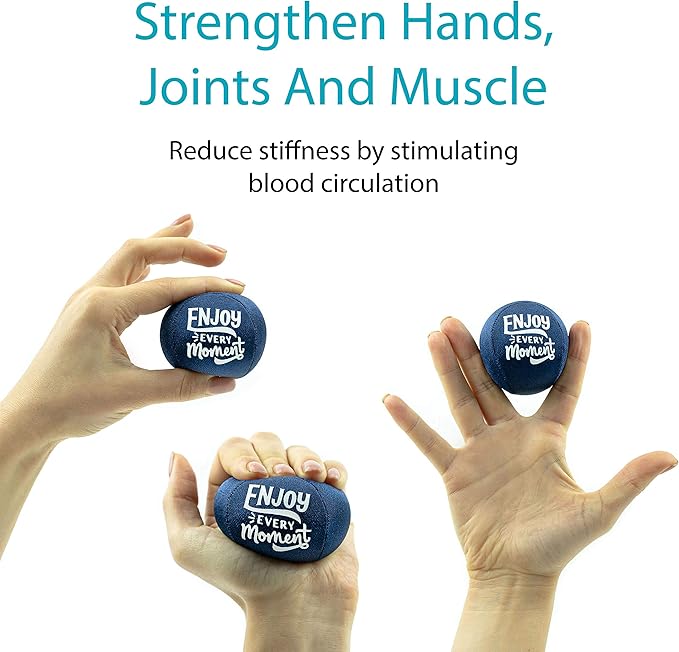 Candescent Stress Balls - Hand Therapy Relief for Anxiety, Fidget, Tension, Exercise Strengthener - Motivational Toys for Adults & Kids - Set of 2 (Crystal Blue, Ocean Blue)