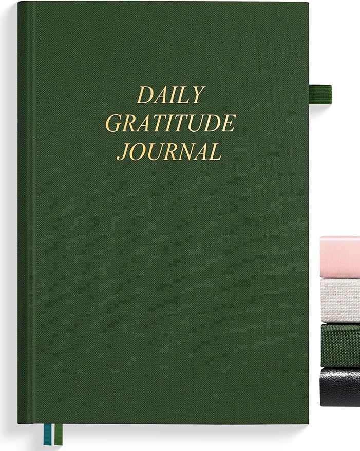 SUNEE Daily Gratitude Journal – Simple 5 Minute Journal for Daily Reflection, Build Positivity and Mindfulness, Undated Minimalist Planner for Women & Men (Deep Green)