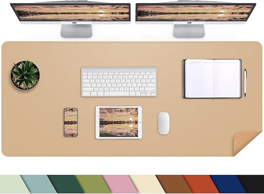 Desk Mat,47.2" x 17" Leather Desk mat,Double-Sided Desk Pad,Desk matt for Desktop,Large Mouse Pad,Office Desk mat,Waterproof Desk Blotter pad for Office&Home(Dark Apricot)