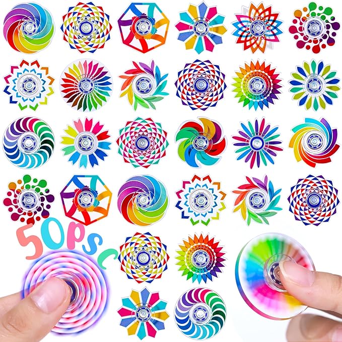 50 Pack Fidget Spinner, Mini Sensory Fidget Toys Bulk Adults Kids 4-8-12 with Autism ADHD, Anxiety Toys Stress Relief Teen Boy Bulk Gifts, Classroom Prizes Goodie Bag Stuffers Party Favors