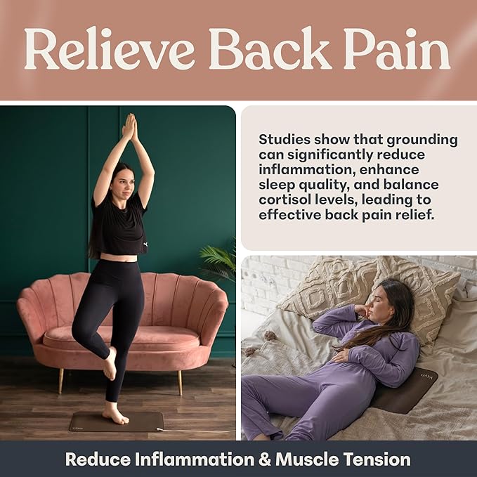 GAYA Grounding Mat for Feet, Sleep Improvement, Back Pain Relief, Muscle Relaxation & Stress, Earthing Pads for Bed, Ground for Desk, Earth Mats, Bedding Pad (24''X16'')