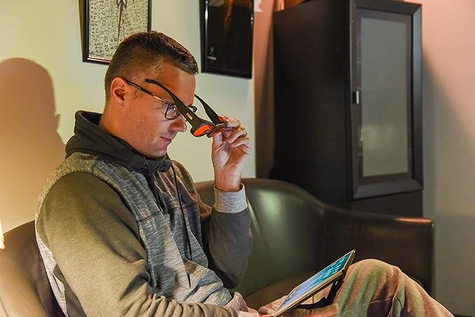 Fit Over 99.9% Blue Light Blocking Glasses for Sleep - Amber Nighttime Eyewear - Turn your Prescription & Reading Glasses Into World-Class Blue Blockers