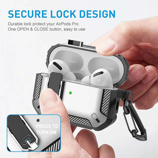 Maxjoy AirPods Pro 2nd/1st Generation Case Cover with Lock, AirPods Pro 2 Protective Case with Keychain Compatible with Apple AirPod Pro2 2023 USB C Cable 2022 Lightning Cable/ Pro1 2019, Silver