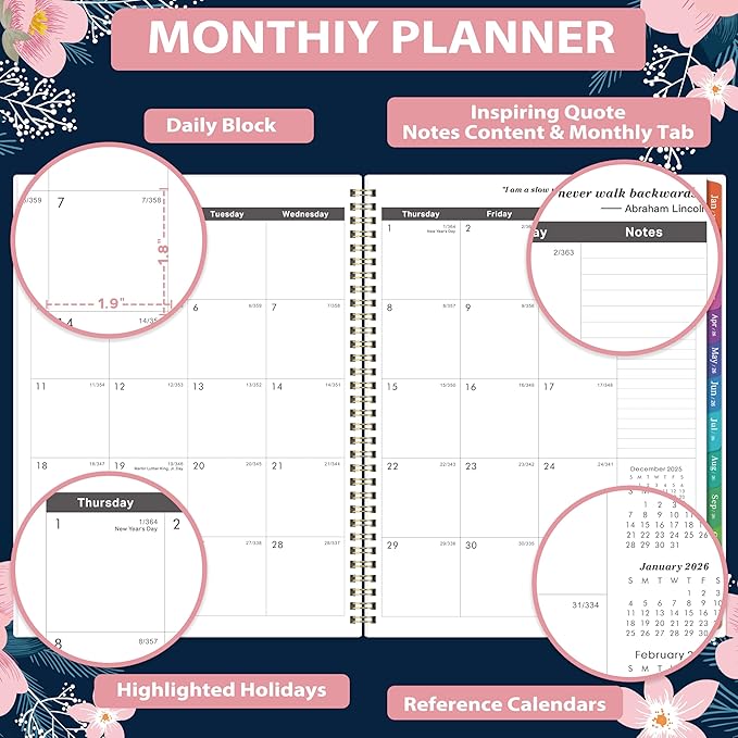 2026-2028 Monthly Planner - Jan 2026 - Dec 2028, 3 Year Months Planner, 2026-2028 Calendar, 9" x 11", Notes Pages, Inner Pocket, 36 Monthly Tabs