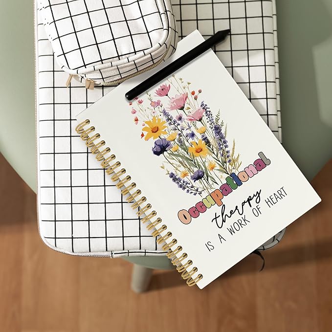 CUANFDDSF Occupational Therapy Gifts Notebook, Floral Therapy Journal Notebooks for Women, Occupational Therapist OT Gifts for Women,Writing Pads，Hardcover Spiral Notebook 5.5x8.3 Inch