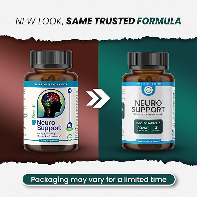 Neuro Support - Premium Nootropic Supplement for Focus, Energy, Mental Clarity, and Performance Organic Lion’s Mane, Bacopa Monnieri, Rhodiola, Non-GMO Gluten-Free CDP Choline 90 Veg Capsules