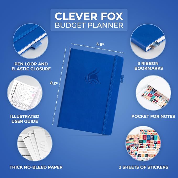 Clever Fox Budget Planner - Expense Tracker Notebook. Monthly Budgeting Organizer, Finance Logbook & Accounts Book, Bill Tracker, A5 (Royal Blue)