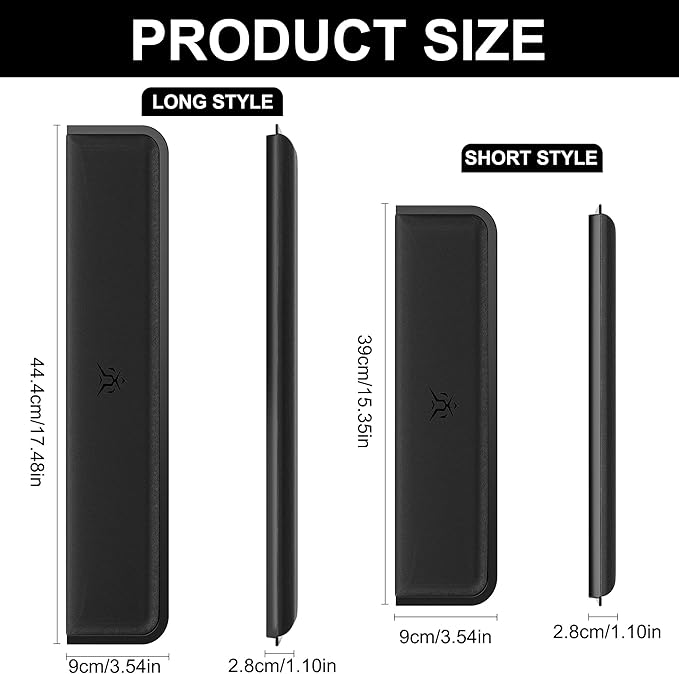 Computer Keyboard Wrist Rest Pad, Ergonomic Soft Memory Foam Wrist Support w/Anti-Slip Rubber Base, Black (Ice Silk Cloth, 17.48 in*3.54 in*1.1 in)