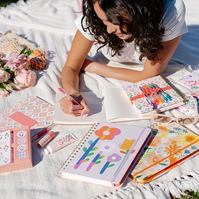 Orange Circle Studio Undated Tri-Tab Academic Planner 2026, Darling Dots, Daily Notebook Journal, Cute Weekly and Monthly Calendar with Pocket, Stickers, Lined Pages for To Do lists and Planning