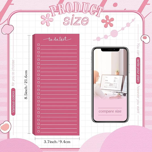 Censen 10 Pack 500 Sheets To Do List Notes Daily Checklist Notepads with 50 Sheets Each Undated Color Memo Pad Block Shopping List Pad Weekly Plan Notepad Organizer Planners (Gradient Pink,Lined)