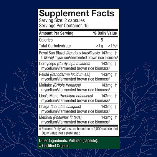 Host Defense Stamets 7-7 Species Blend - Mushroom Supplement for Immune Support - Includes Royal Sun Blazei, Cordyceps, Reishi, Maitake, Lion's Mane, Chaga & Mesima - 30 Capsules (15 Servings)*