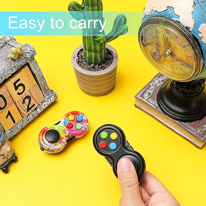 Skylety 2 Pcs Fidget Toys for Adults Fidget Pad Christmas Basket Stuffers Stress Relief Cube Clicker Controller Sensory Educational Toy for ADHD Autism Spinner(Colorful and Black Style)