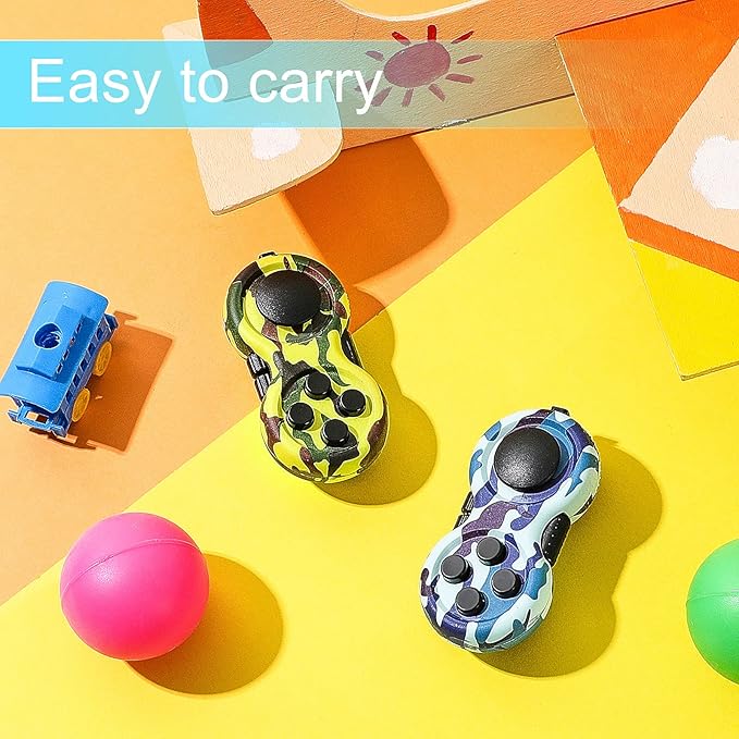 Skylety 2 Pcs Fidget Toys for Adults Fidget Pad Christmas Basket Stuffers Stress Relief Cube Clicker Controller Sensory Educational Toy for ADHD Autism Spinner(Camouflage Style)