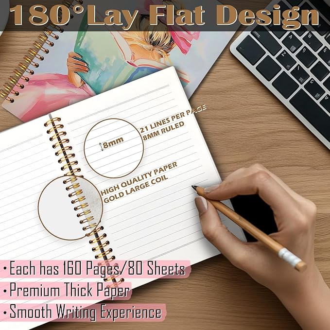 Reading Spiral Notebook 5.5x8.3, Book Lovers Gifts, Gifts for Readers Bookish Book Lovers Women, Preppy Girls Reading Journal Notebooks for Note Taking